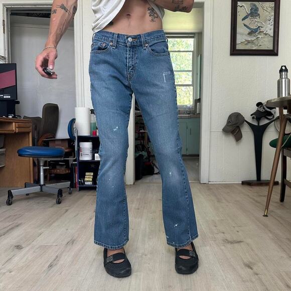 Vintage Y2K Low Rise Levis Bootcut Fare Denim Short Jeans - Picture 1 of 6